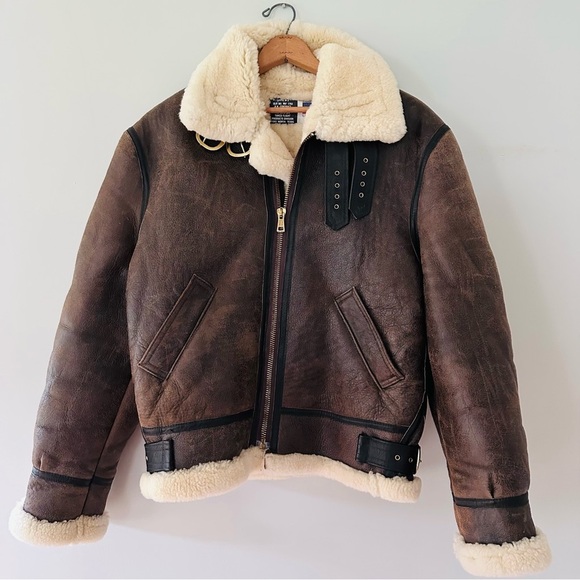 blue duck Other - Vintage B-3 Shearling Lambswool Aviator Flight Pilots Bomber Jacket Size Large